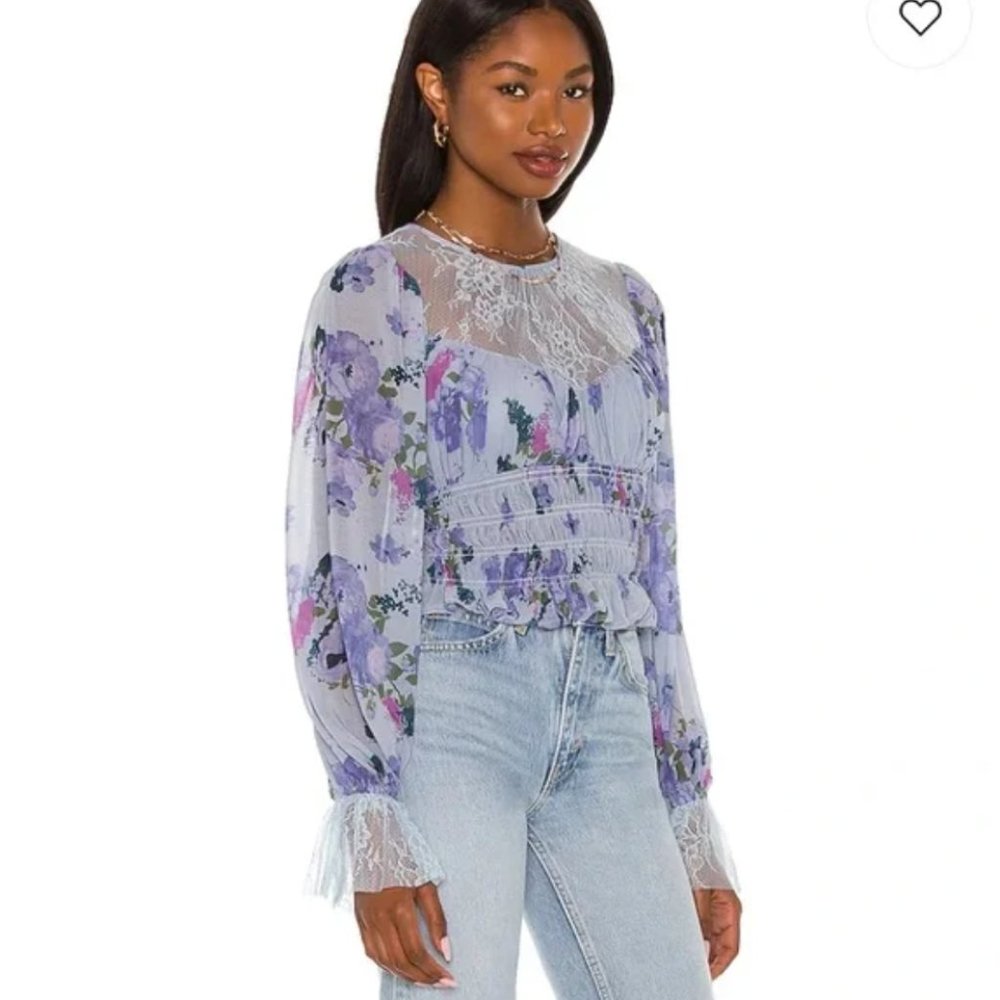 NWT Free People Daphne Cropped Smocked Romantic Blouse Medium